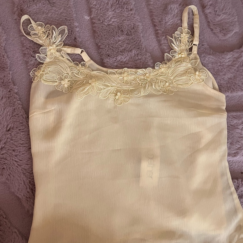 Elegant Cream Lace Trim Cami Top